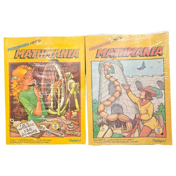 Puzzlemania + Math = Mathmania Highlights Set Of 4 Activity Books for Kids NEW - Picture 1 of 9
